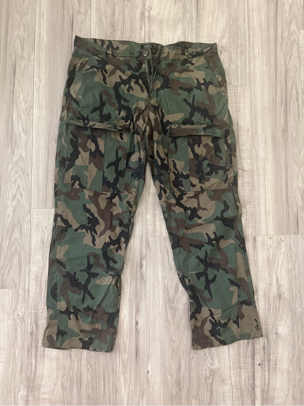 Boohoo Mens Camouflage Cargo Pants - Green Camo